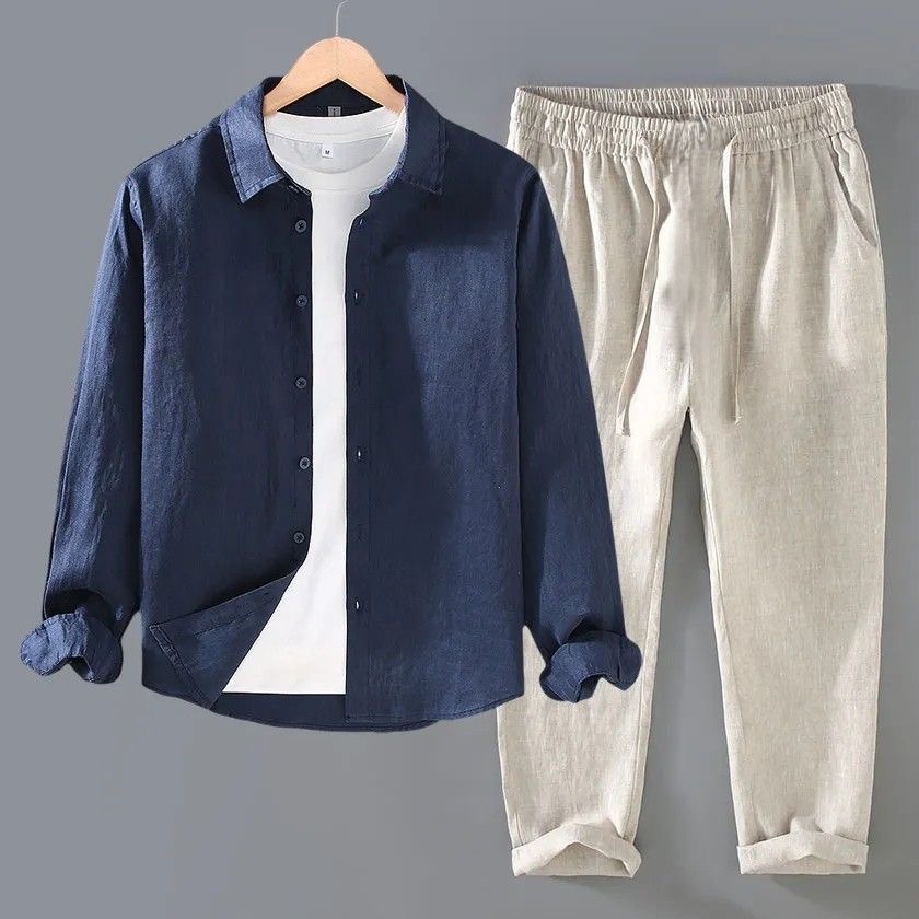 Linen Shirt Breathable - Wysokiej jakości męska koszula z czystego