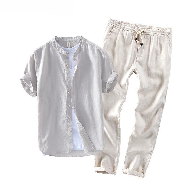 Męski lniany zestaw: koszula z – Linen Shirt Breathable recenzja i cena