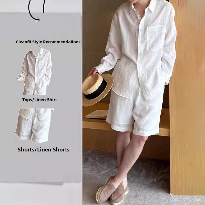 Letni modny lniany zestaw męsk – Linen Shirt Breathable recenzja i cena
